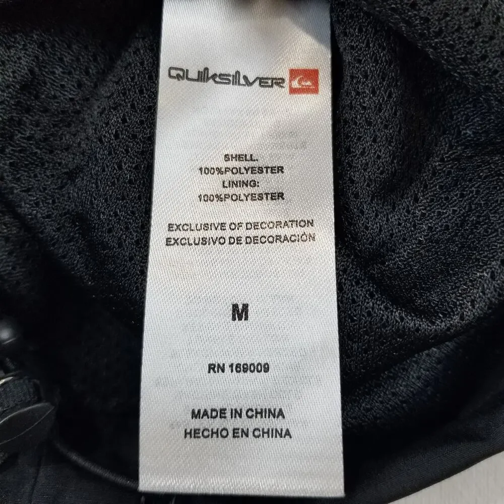 Quiksilver Jacket Mens Medium Black Dryflight Hooded Lightweight Windbreaker NEW